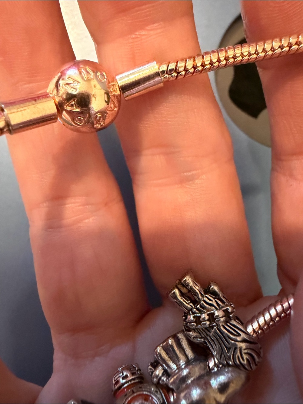 Pandora style Star Wars Charm Bracelet with Silver and Orange Accents - Picture 3 of 5